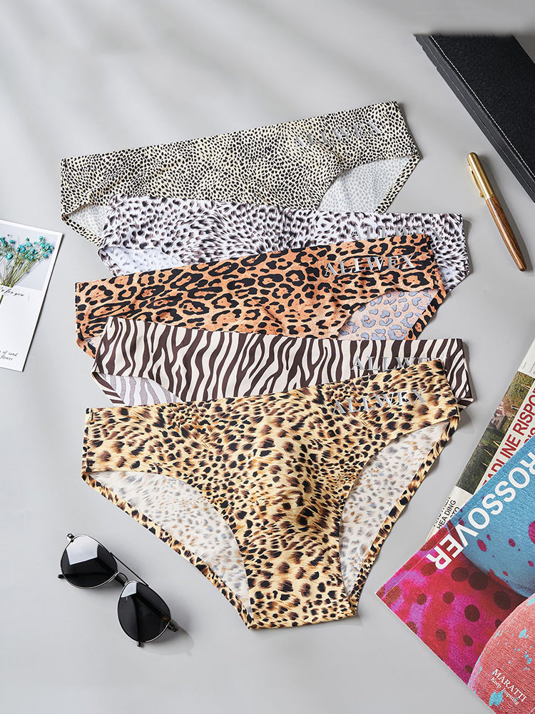 4 Pack Men's U-Pouch Leopard Print Sexy & Contour Fit Briefs | dmunderwear detail image 10