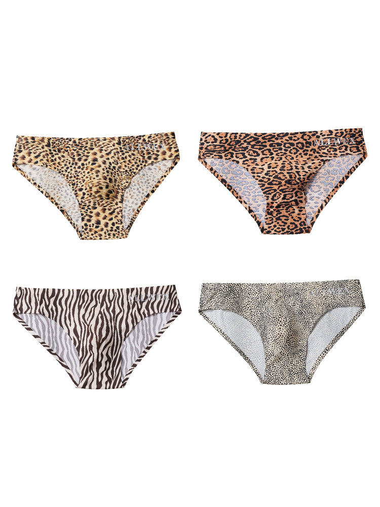 4 Pack Men's U-Pouch Leopard Print Sexy & Contour Fit Briefs | dmunderwear detail image 14