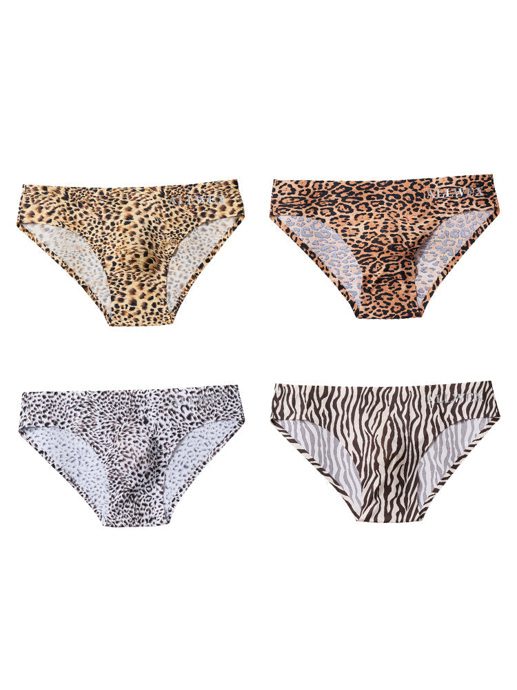 4 Pack Men's U-Pouch Leopard Print Sexy & Contour Fit Briefs | dmunderwear detail image 2