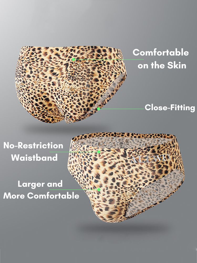 4 Pack Men's U-Pouch Leopard Print Sexy & Contour Fit Briefs | dmunderwear detail image 5
