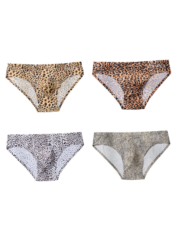 4 Pack Men's U-Pouch Leopard Print Sexy & Contour Fit Briefs | dmunderwear detail image 8