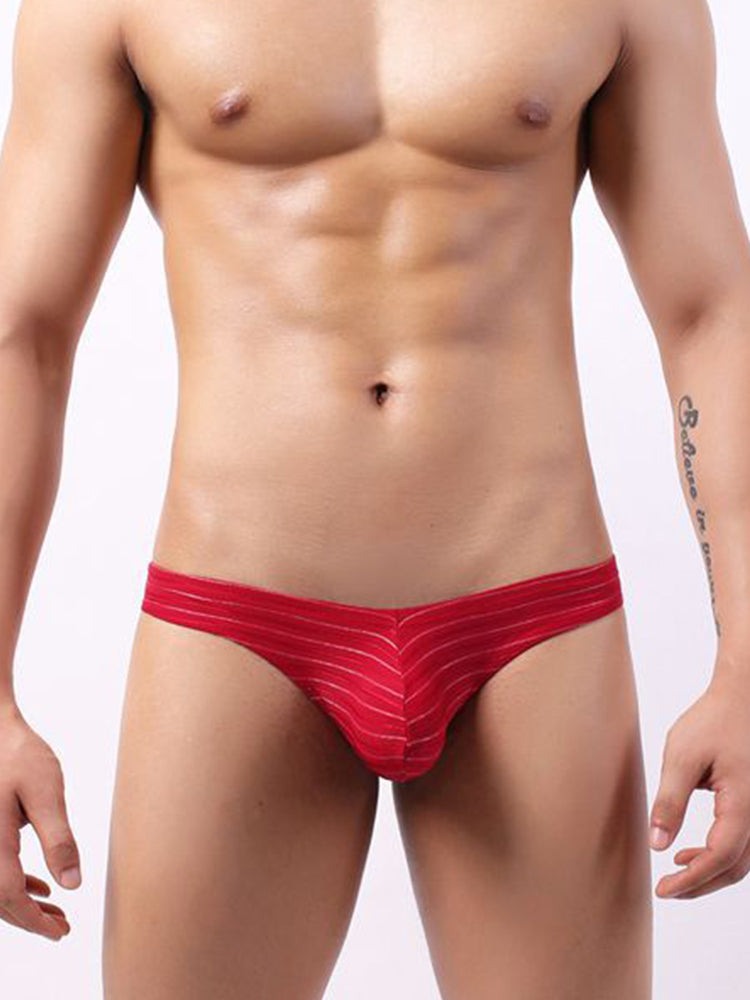 4 Pack Men's U-Pouch Striped Low-Rise Breathable & Sexy Briefs | dmunderwear detail image 10