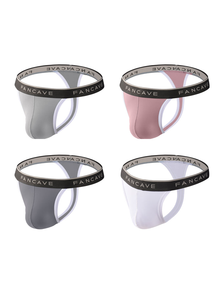 4 Pack Men's Ultra-Lightweight Sheer Icy Mesh Thongs | dmunderwear detail image 14