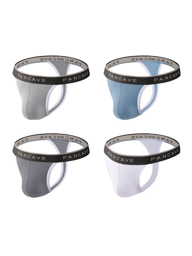 4 Pack Men's Ultra-Lightweight Sheer Icy Mesh Thongs | dmunderwear detail image 17