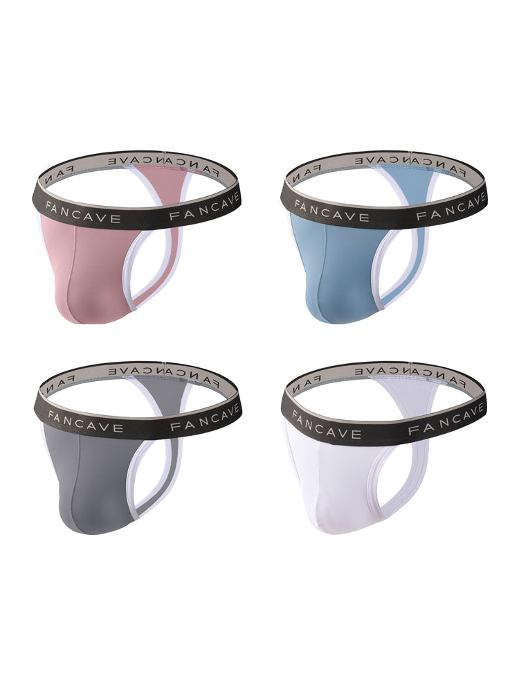 4 Pack Men's Ultra-Lightweight Sheer Icy Mesh Thongs | dmunderwear detail image 18