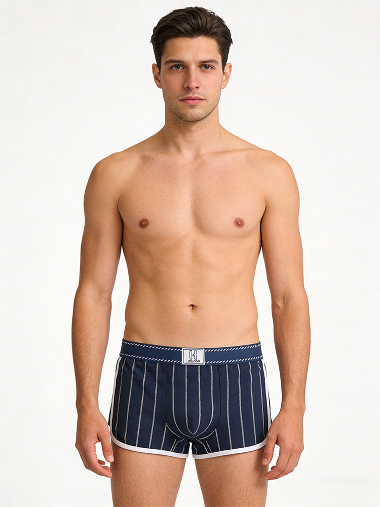 4 Pack Men's Ultra-Soft Breathable Cotton Striped Design Comfort Trunks | dmunderwear