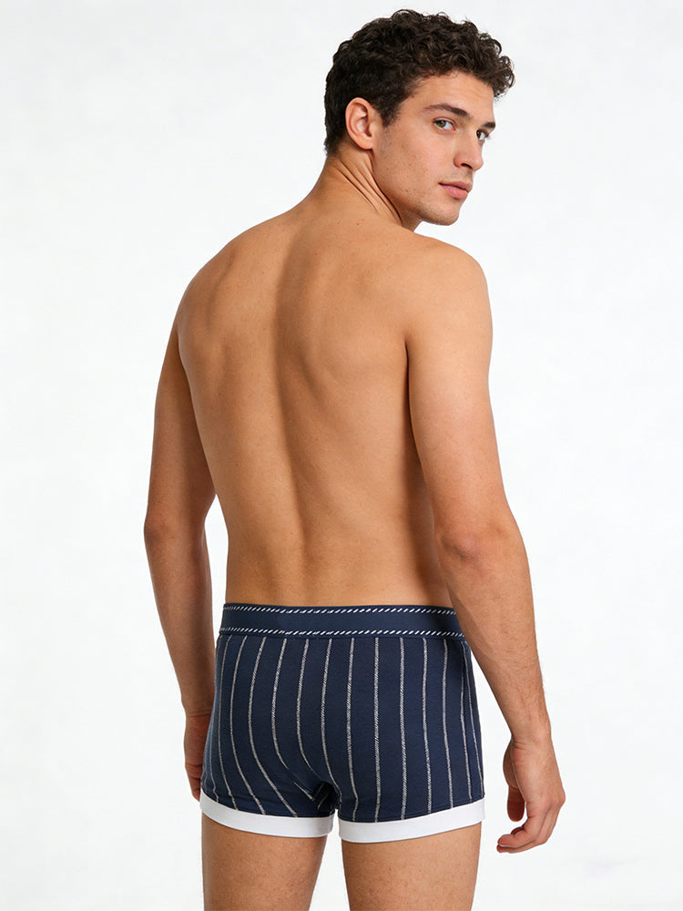 4 Pack Men's Ultra-Soft Breathable Cotton Striped Design Comfort Trunks | dmunderwear detail image 10