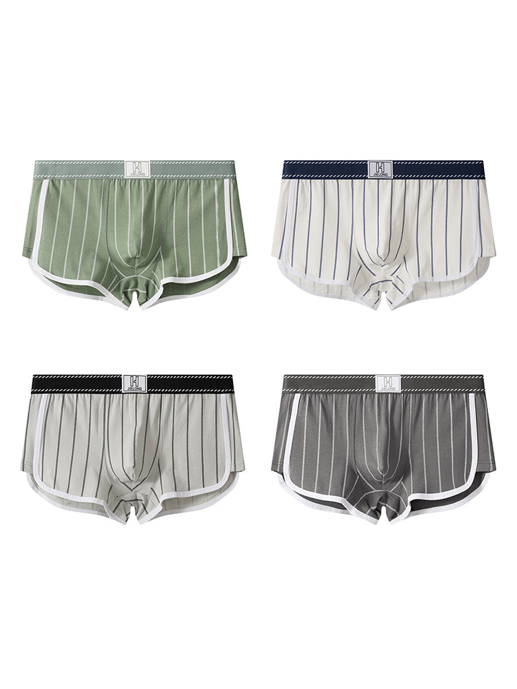 4 Pack Men's Ultra-Soft Breathable Cotton Striped Design Comfort Trunks | dmunderwear detail image 13