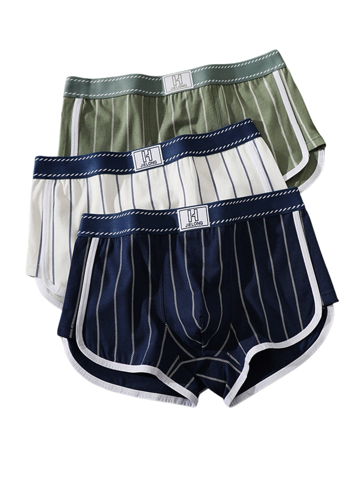 4 Pack Men's Ultra-Soft Breathable Cotton Striped Design Comfort Trunks | dmunderwear detail image 14