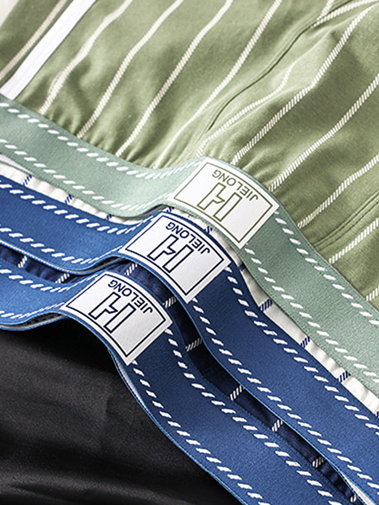 4 Pack Men's Ultra-Soft Breathable Cotton Striped Design Comfort Trunks | dmunderwear detail image 16