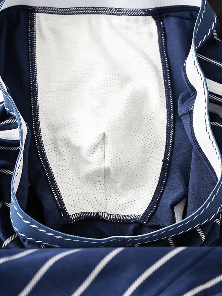4 Pack Men's Ultra-Soft Breathable Cotton Striped Design Comfort Trunks | dmunderwear detail image 17