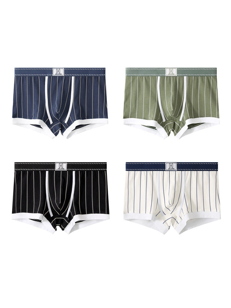 4 Pack Men's Ultra-Soft Breathable Cotton Striped Design Comfort Trunks | dmunderwear detail image 19
