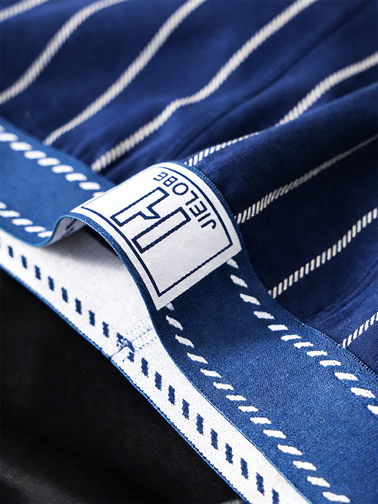 4 Pack Men's Ultra-Soft Breathable Cotton Striped Design Comfort Trunks | dmunderwear detail image 20