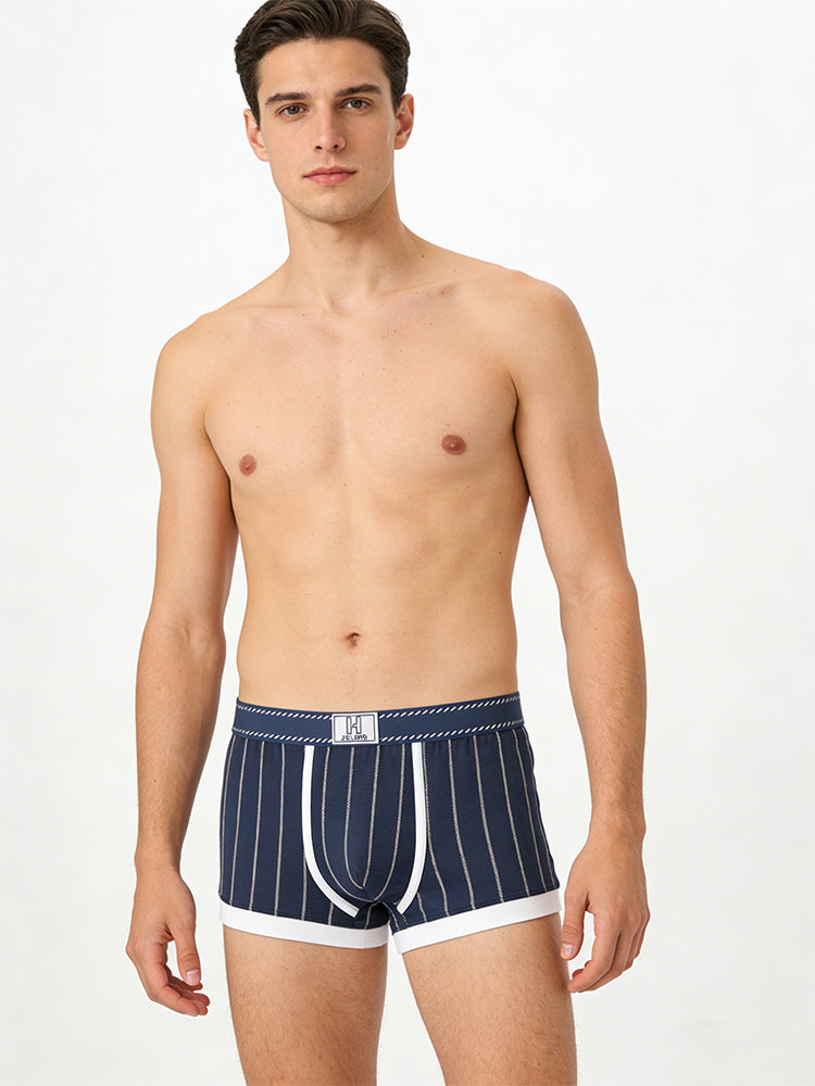 4 Pack Men's Ultra-Soft Breathable Cotton Striped Design Comfort Trunks | dmunderwear detail image 6