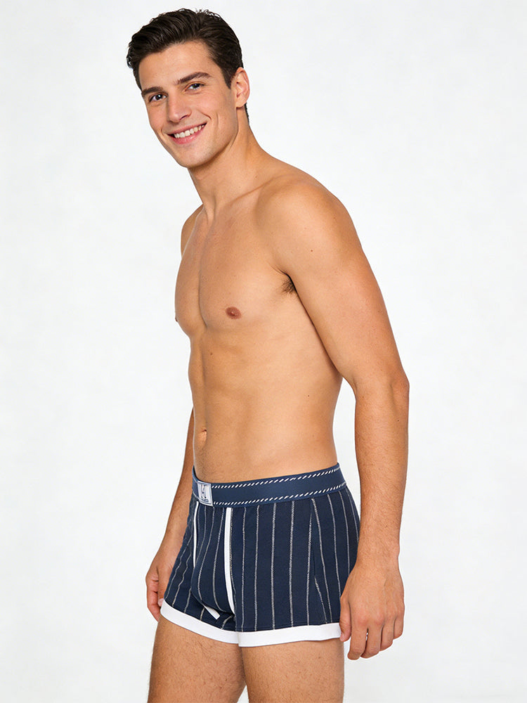 4 Pack Men's Ultra-Soft Breathable Cotton Striped Design Comfort Trunks | dmunderwear detail image 7