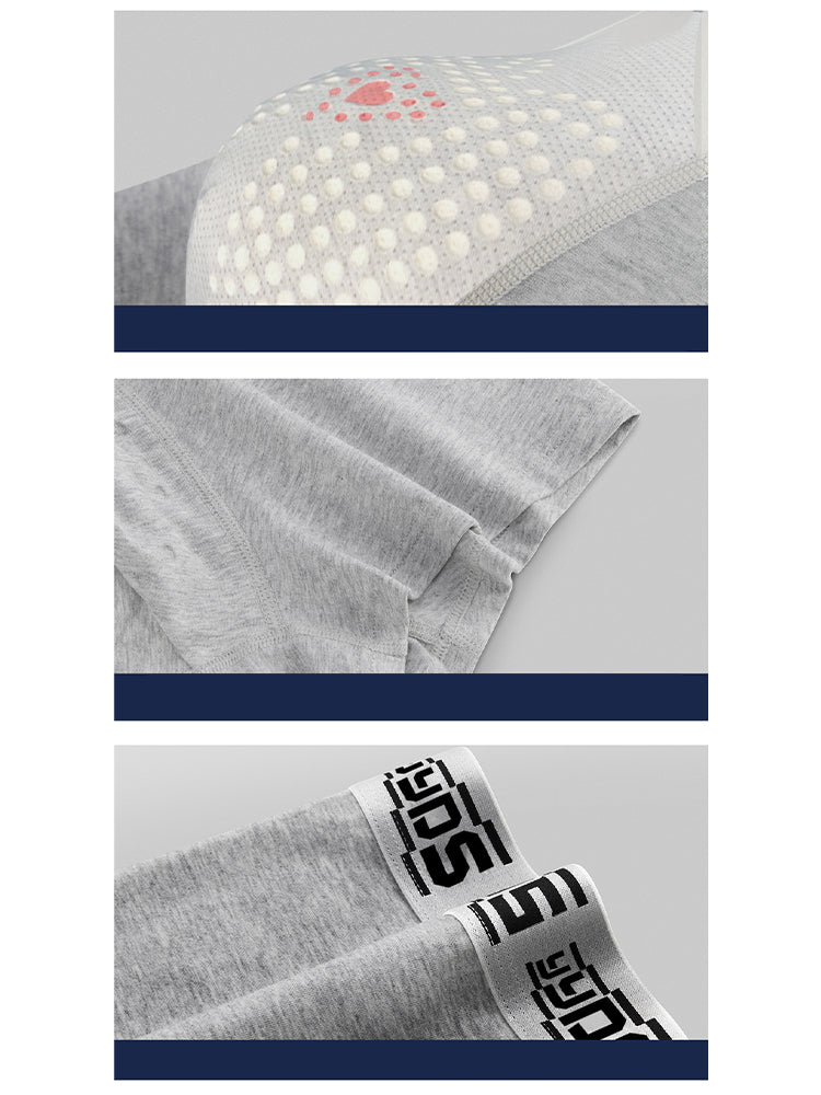 4 Pack Men's 10A Antibacterial Cotton Trunks with Oyster Massage Pouch | dmunderwear detail image 11