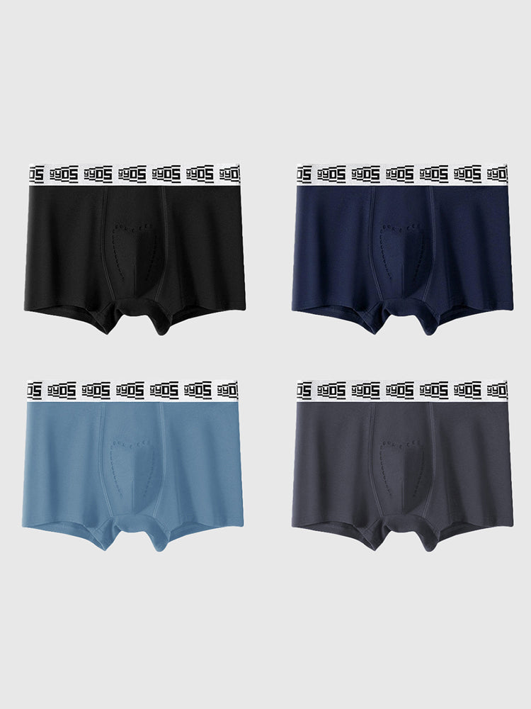 4 Pack Men's 10A Antibacterial Cotton Trunks with Oyster Massage Pouch | dmunderwear detail image 2