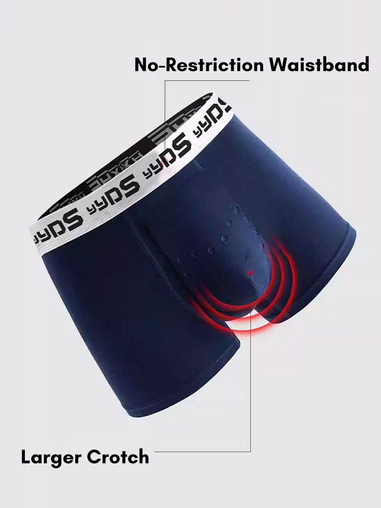 4 Pack Men's 10A Antibacterial Cotton Trunks with Oyster Massage Pouch | dmunderwear detail image 3