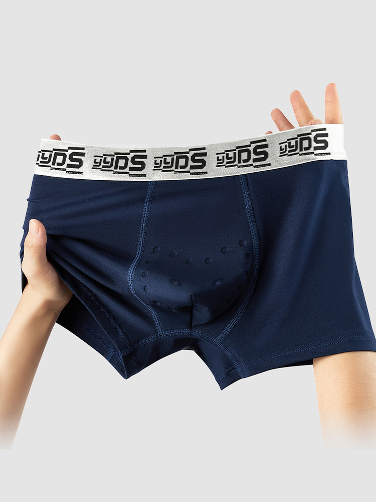4 Pack Men's 10A Antibacterial Cotton Trunks with Oyster Massage Pouch | dmunderwear detail image 7