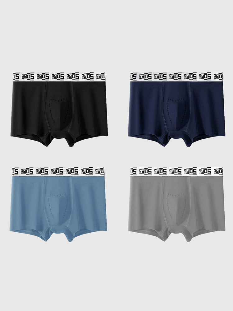4 Pack Men's 10A Antibacterial Cotton Trunks with Oyster Massage Pouch | dmunderwear detail image 8