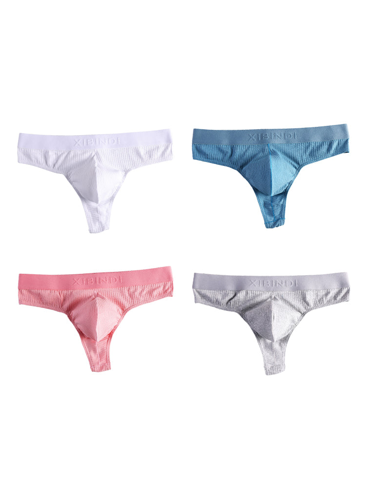 4-Pack Men's Ultra-Soft Cotton Mid-Rise Stay-Put Fit Seamless Thong | dmunderwear detail image 2