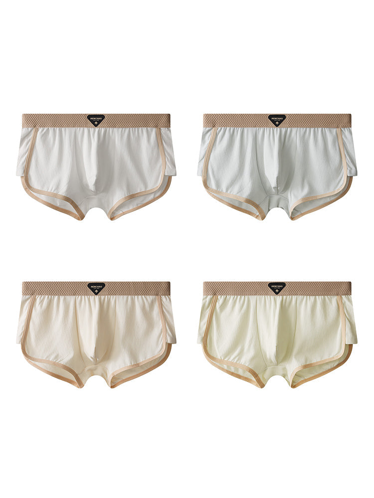 4 Pack Men's Ultra-Soft Premium Cotton Seamless Comfort Trunks | dmunderwear detail image 2