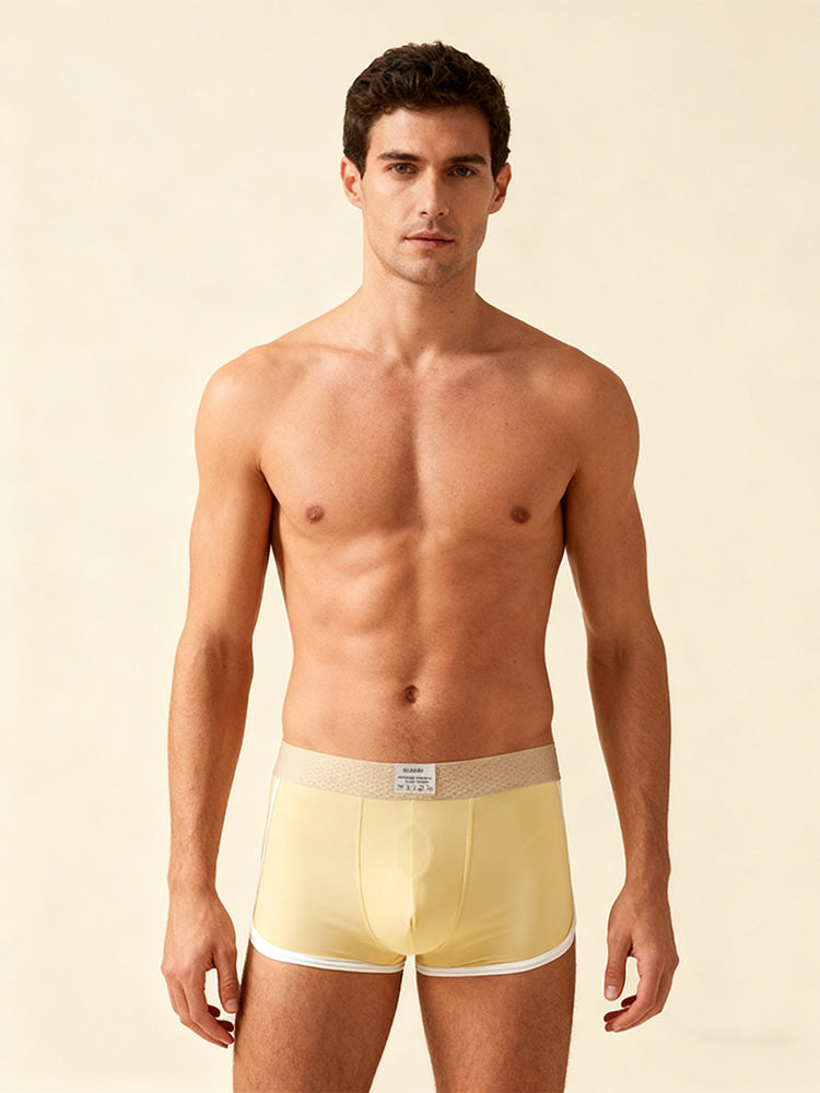 4 Pack Men's Ultra-Thin Breathable Solid Color Separated Pouch Smooth Trunks | dmunderwear