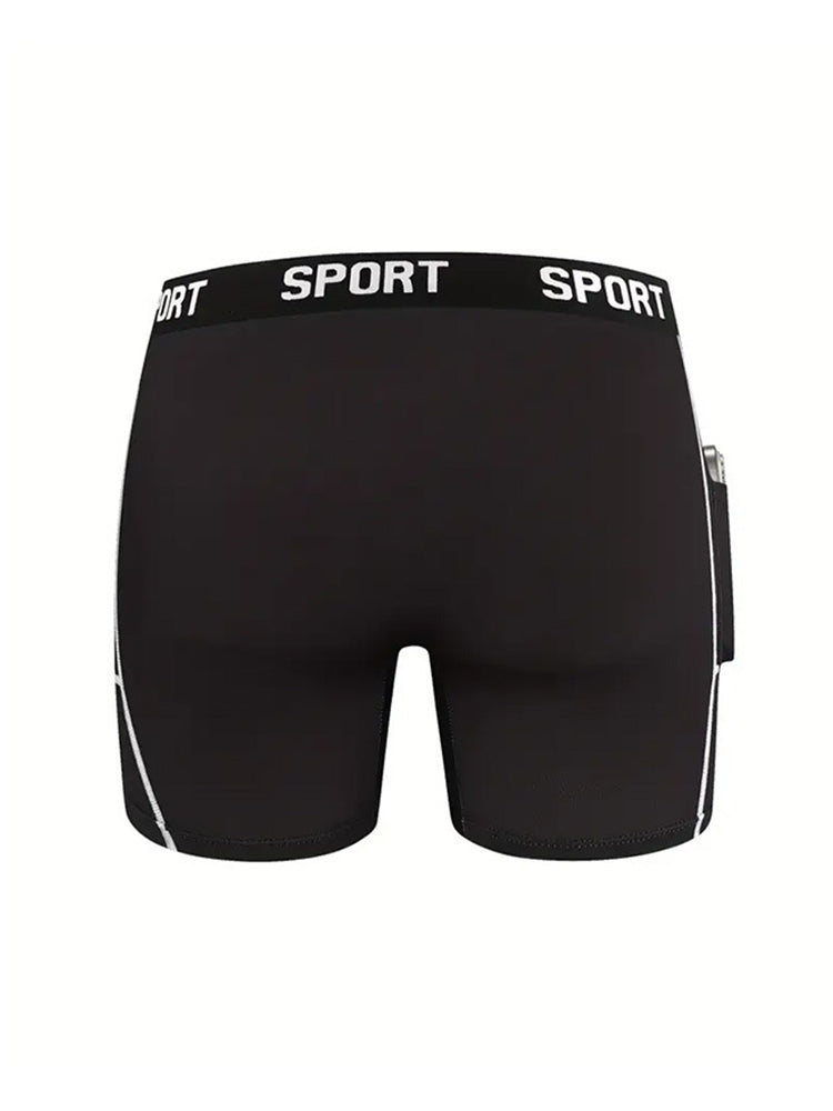 4 Pack Men's Workout Side Pocket Breathable Mid-Length Training Stretch Boxers Briefs | dmunderwear detail image 7