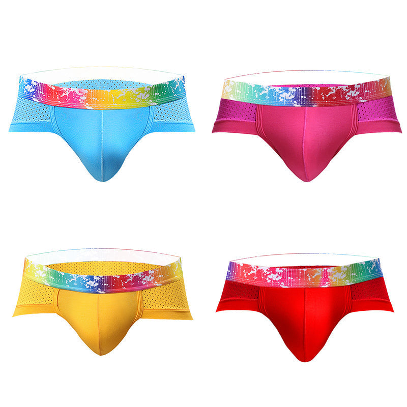 4 Pack Breathable Modal Colored Belt Briefs-rainbow pride underwear | dmunderwear detail image 12