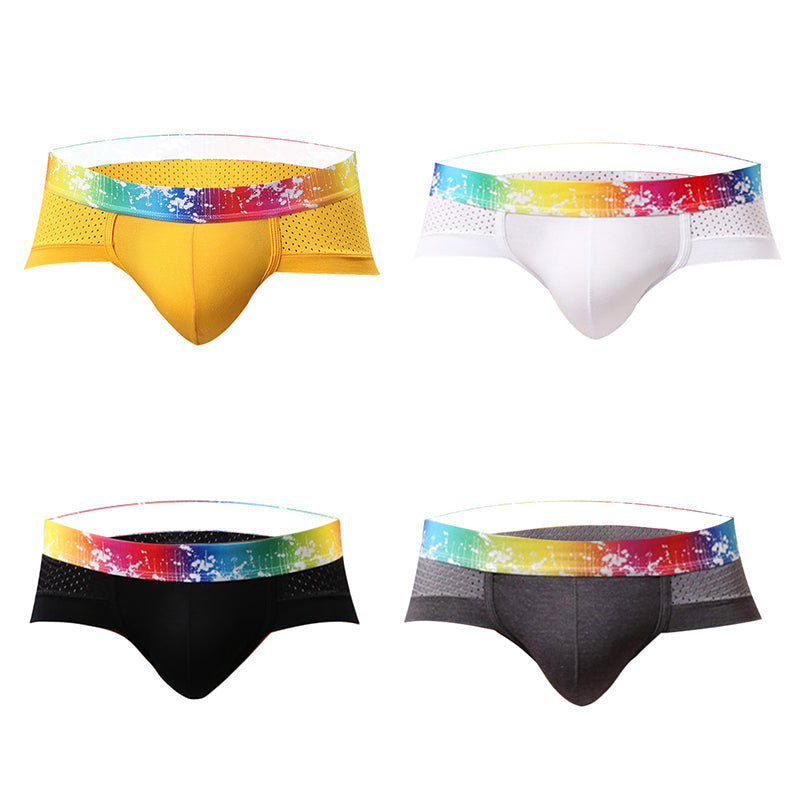 4 Pack Breathable Modal Colored Belt Briefs-rainbow pride underwear | dmunderwear detail image 17