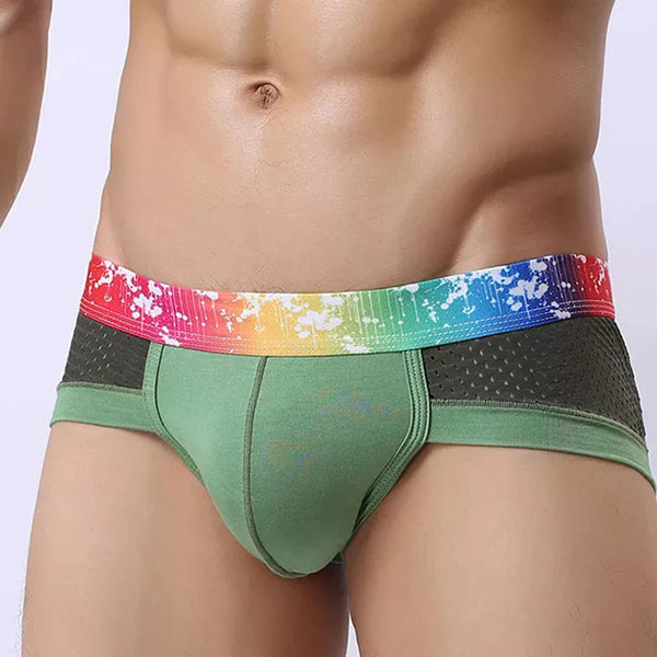 4 Pack Breathable Modal Colored Belt Briefs-rainbow pride underwear | dmunderwear detail image 18