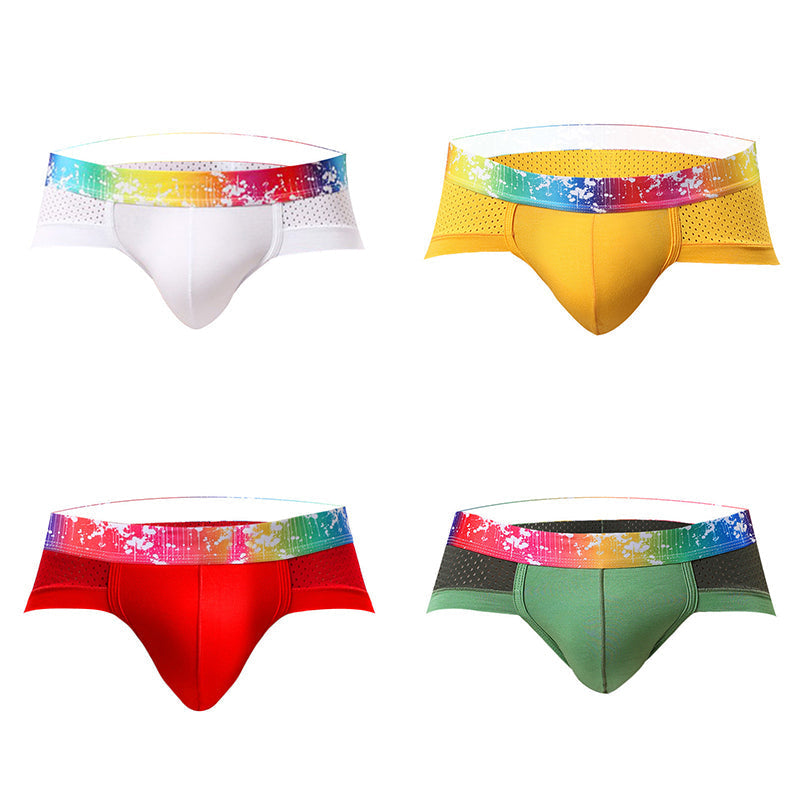 4 Pack Breathable Modal Colored Belt Briefs-rainbow pride underwear | dmunderwear detail image 7