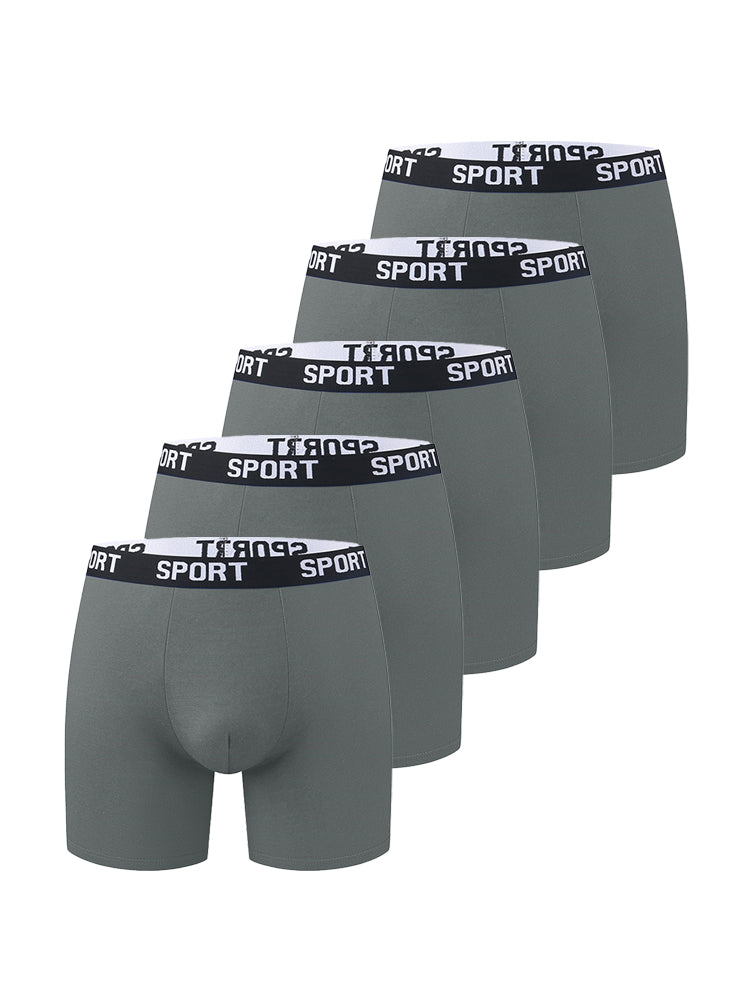5 Pack Men's Moisture-Wicking Anti-Chafing Sporty Cut Stay-Put Fit Comfort Boxers Briefs | dmunderwear detail image 11