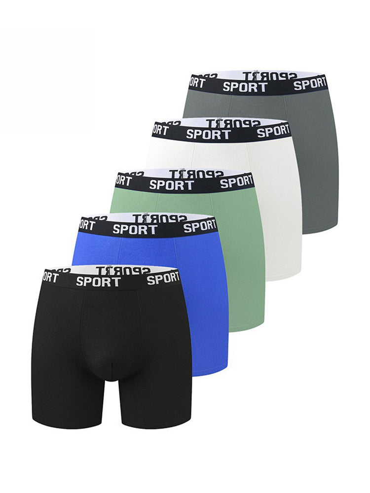 5 Pack Men's Moisture-Wicking Anti-Chafing Sporty Cut Stay-Put Fit Comfort Boxers Briefs | dmunderwear detail image 2