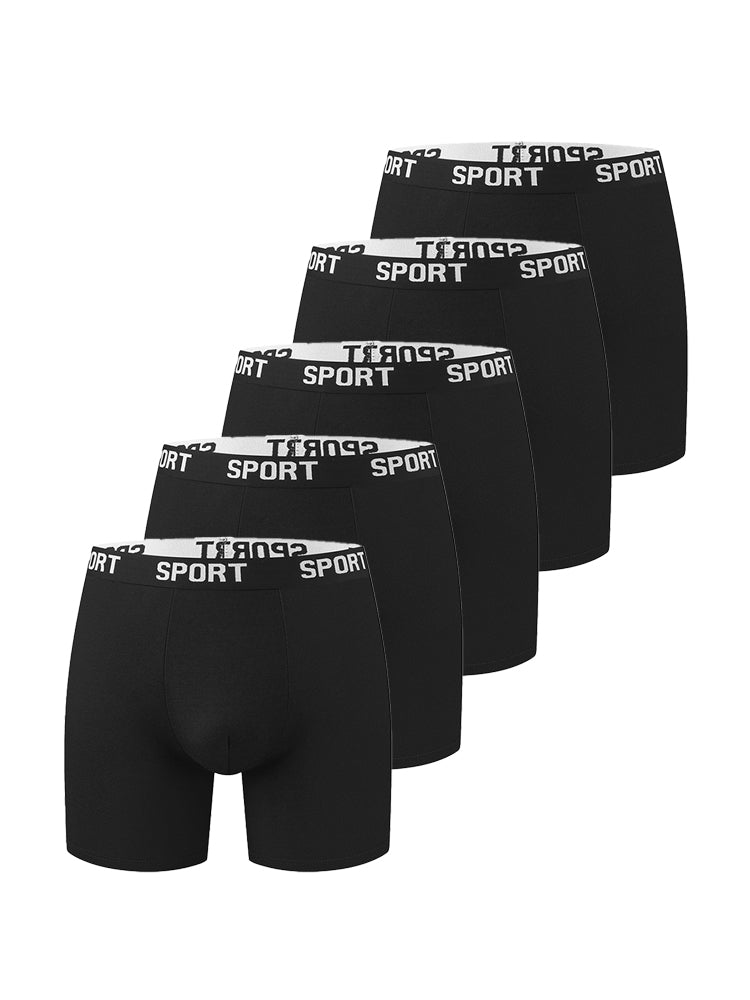 5 Pack Men's Moisture-Wicking Anti-Chafing Sporty Cut Stay-Put Fit Comfort Boxers Briefs | dmunderwear detail image 8