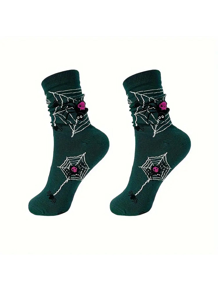 5 Pack Skull Pumpkin Cartoon Print Casual Crew Socks | dmunderwear detail image 6