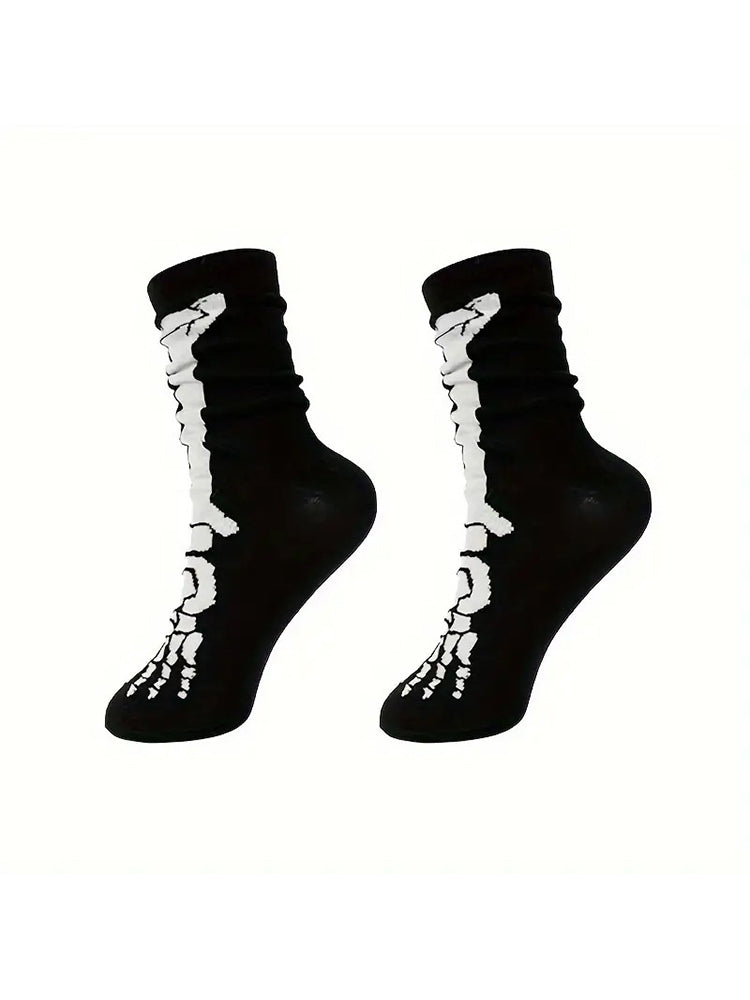 5 Pack Skull Pumpkin Cartoon Print Casual Crew Socks | dmunderwear detail image 7