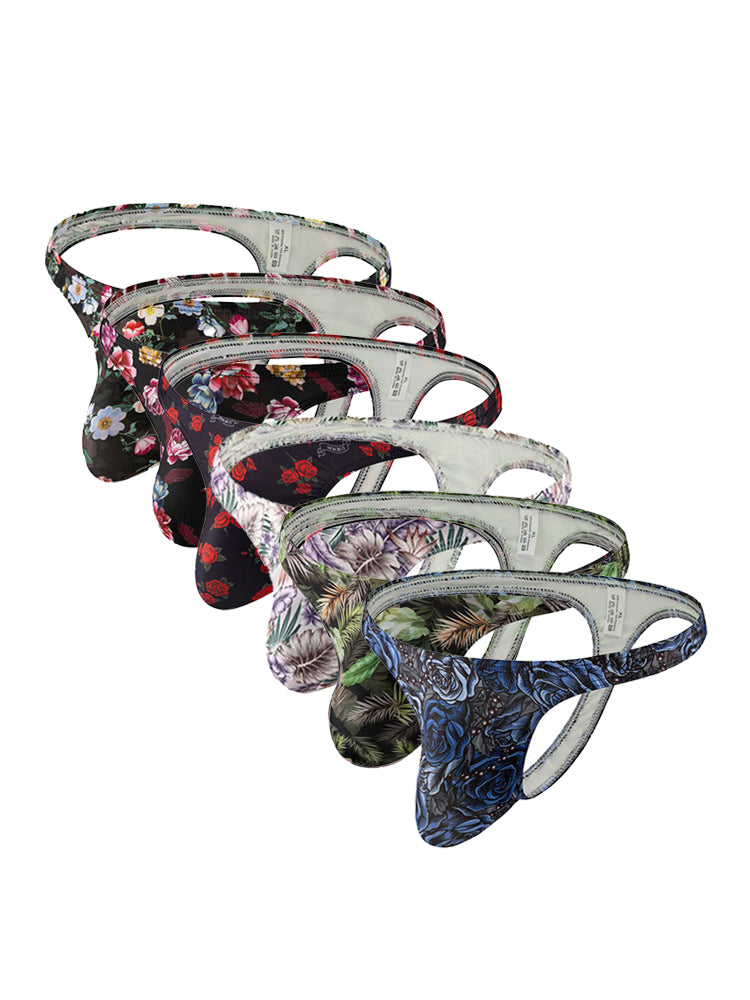 6 Pack Men's Bold Prints Stretch Fit Quick-Dry Sexy Thongs | dmunderwear detail image 12