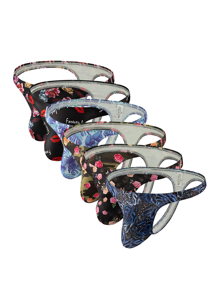 6 Pack Men's Bold Prints Stretch Fit Quick-Dry Sexy Thongs | dmunderwear detail image 17