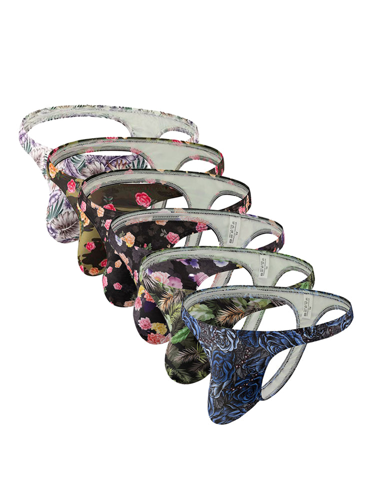 6 Pack Men's Bold Prints Stretch Fit Quick-Dry Sexy Thongs | dmunderwear detail image 7