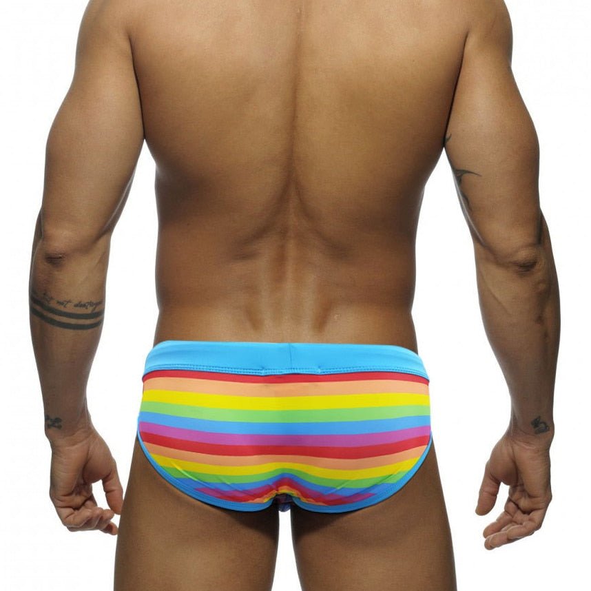 Baby Blue Rainbow Swim Briefs | dmunderwear detail image 3