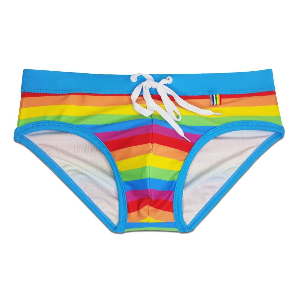Baby Blue Rainbow Swim Briefs | dmunderwear detail image 4