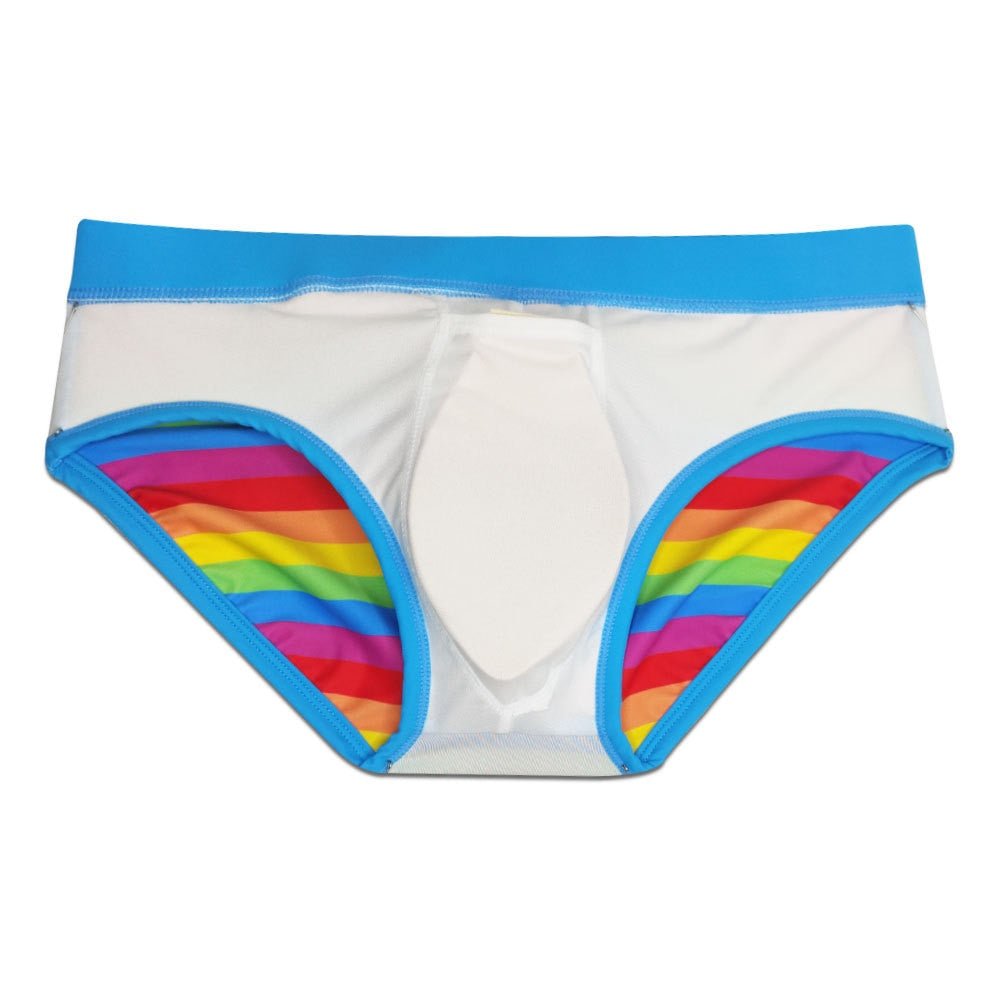 Baby Blue Rainbow Swim Briefs | dmunderwear detail image 5