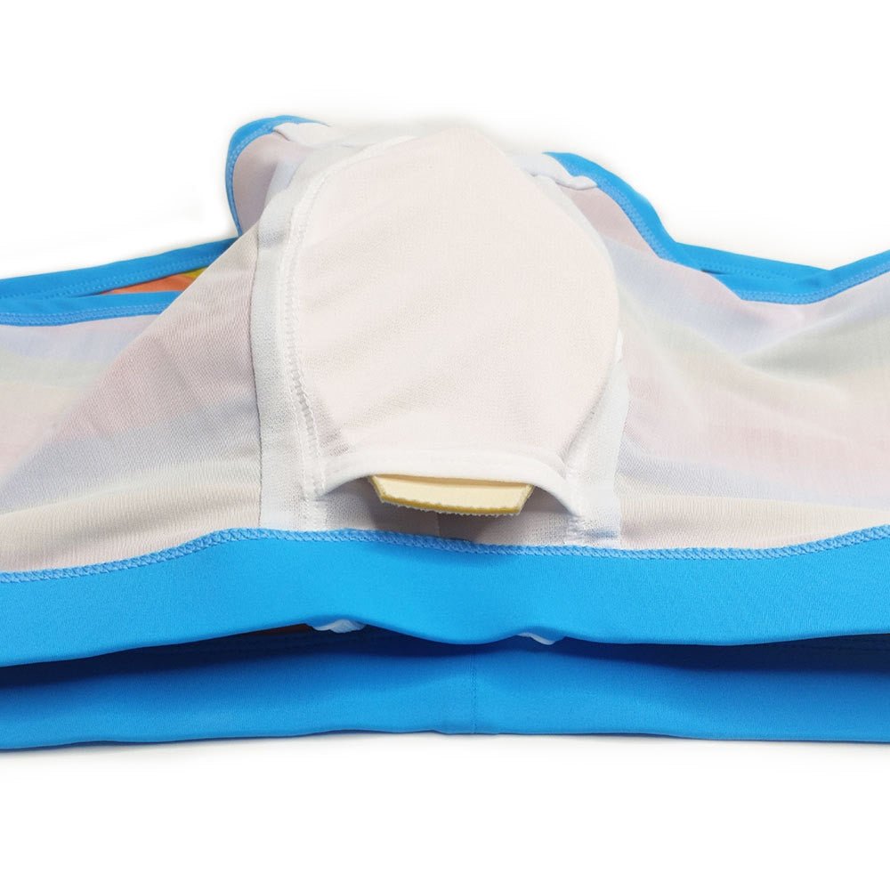 Baby Blue Rainbow Swim Trunks | dmunderwear detail image 10