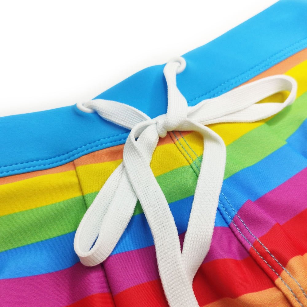 Baby Blue Rainbow Swim Trunks | dmunderwear detail image 3