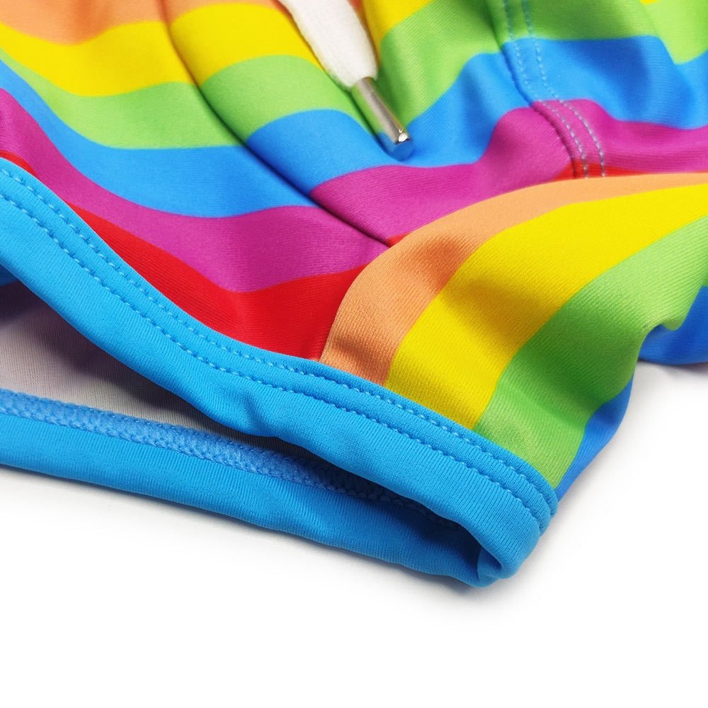 Baby Blue Rainbow Swim Trunks | dmunderwear detail image 8