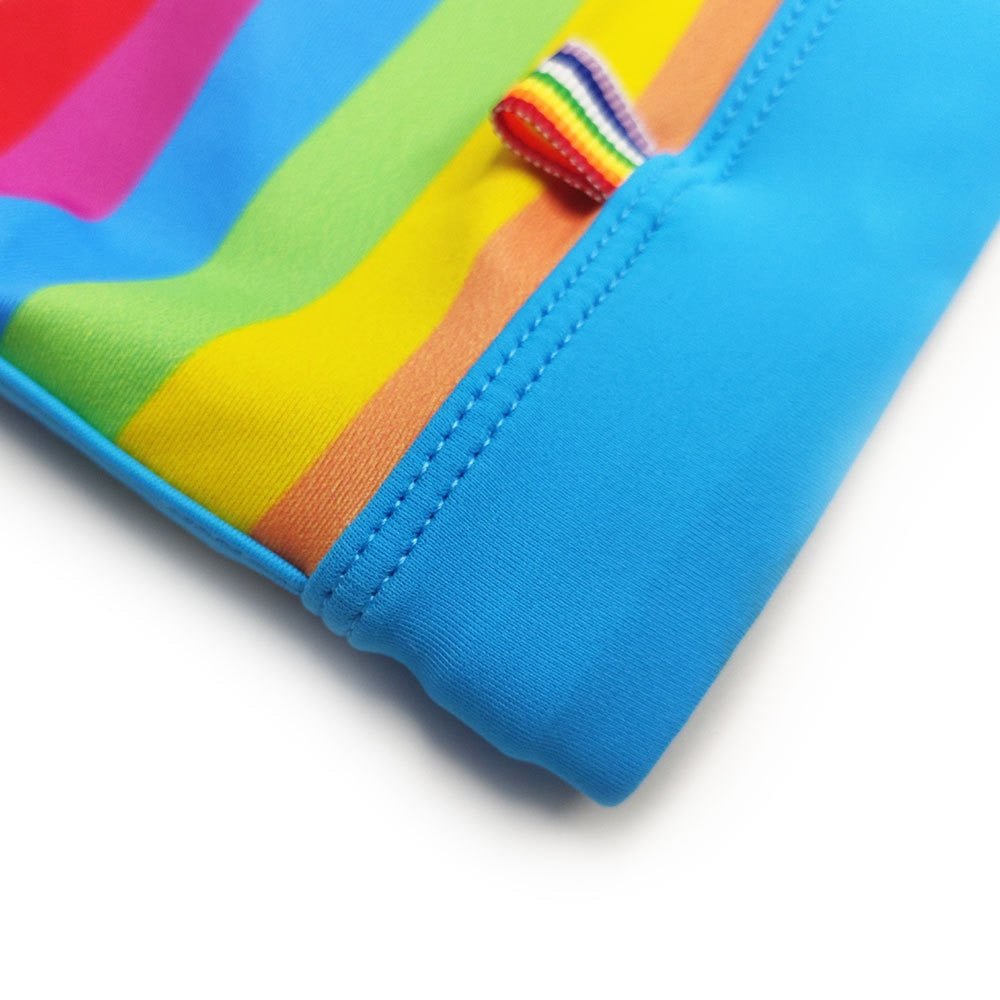 Baby Blue Rainbow Swim Trunks | dmunderwear detail image 9