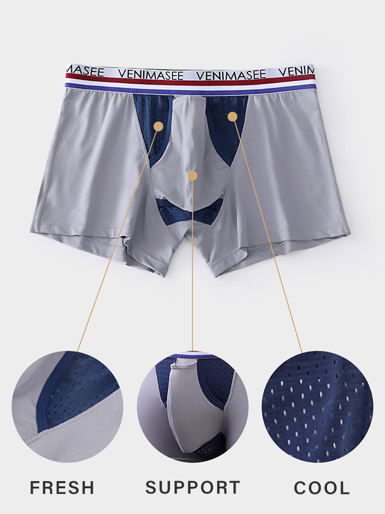 3 Pack Men's Breathable Divided Double Pouch Boxer Briefs | dmunderwear detail image 13