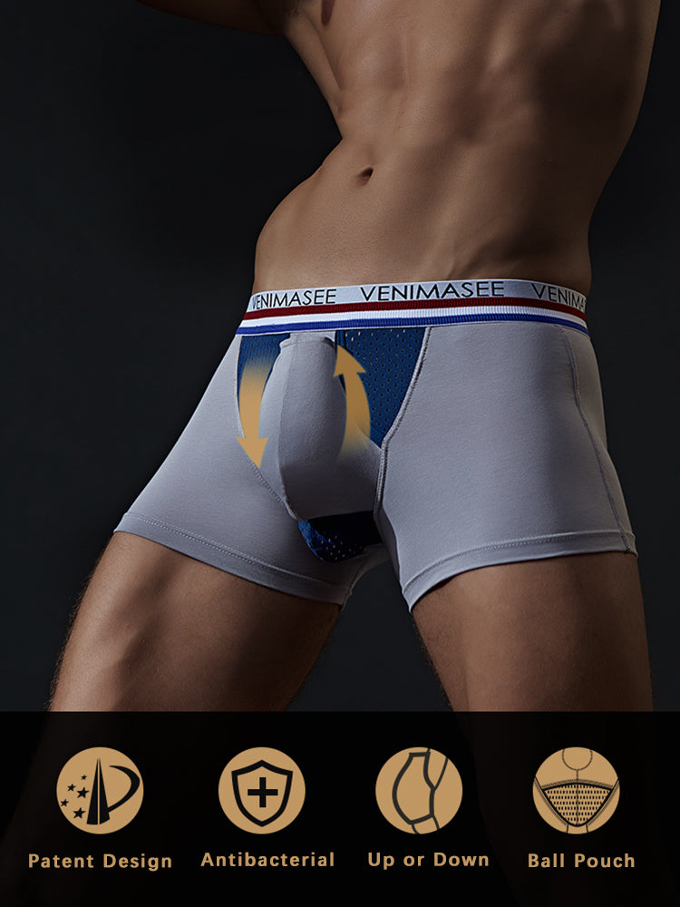 3 Pack Men's Breathable Divided Double Pouch Boxer Briefs | dmunderwear detail image 17