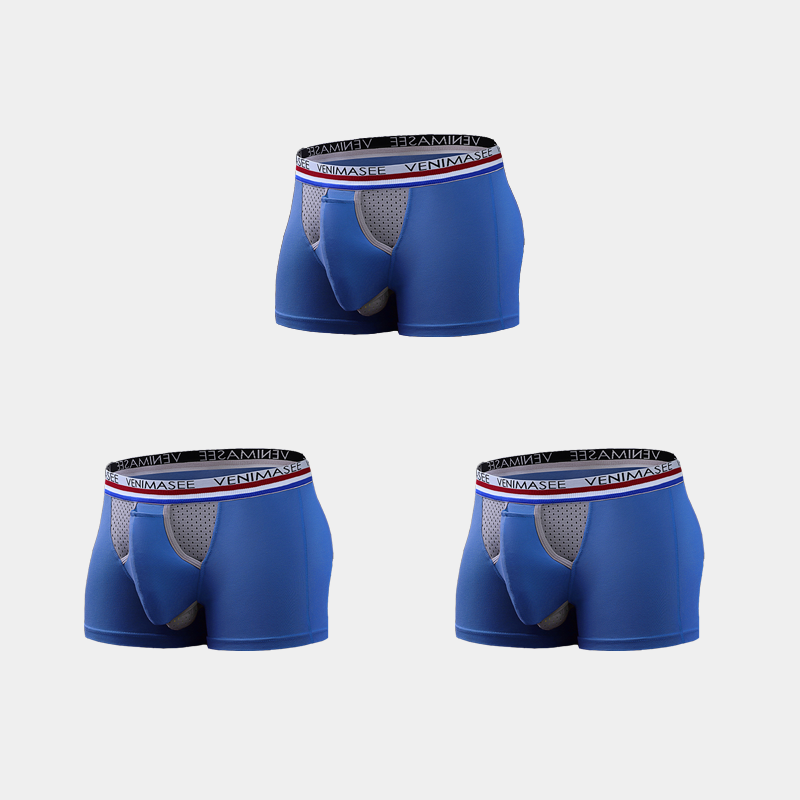 3 Pack Men's Breathable Divided Double Pouch Boxer Briefs | dmunderwear detail image 20